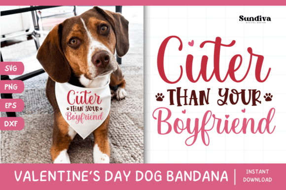 Cute Valentines Day Dog Bandana Quote 17 Graphics for Crafts