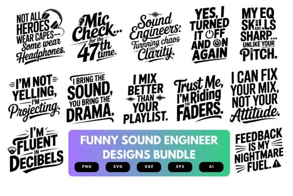 Funny Sound Engineer SVG Bundle for Crafts and Graphics