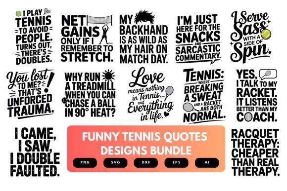 Funny Tennis SVG Bundle for Graphics and Crafts